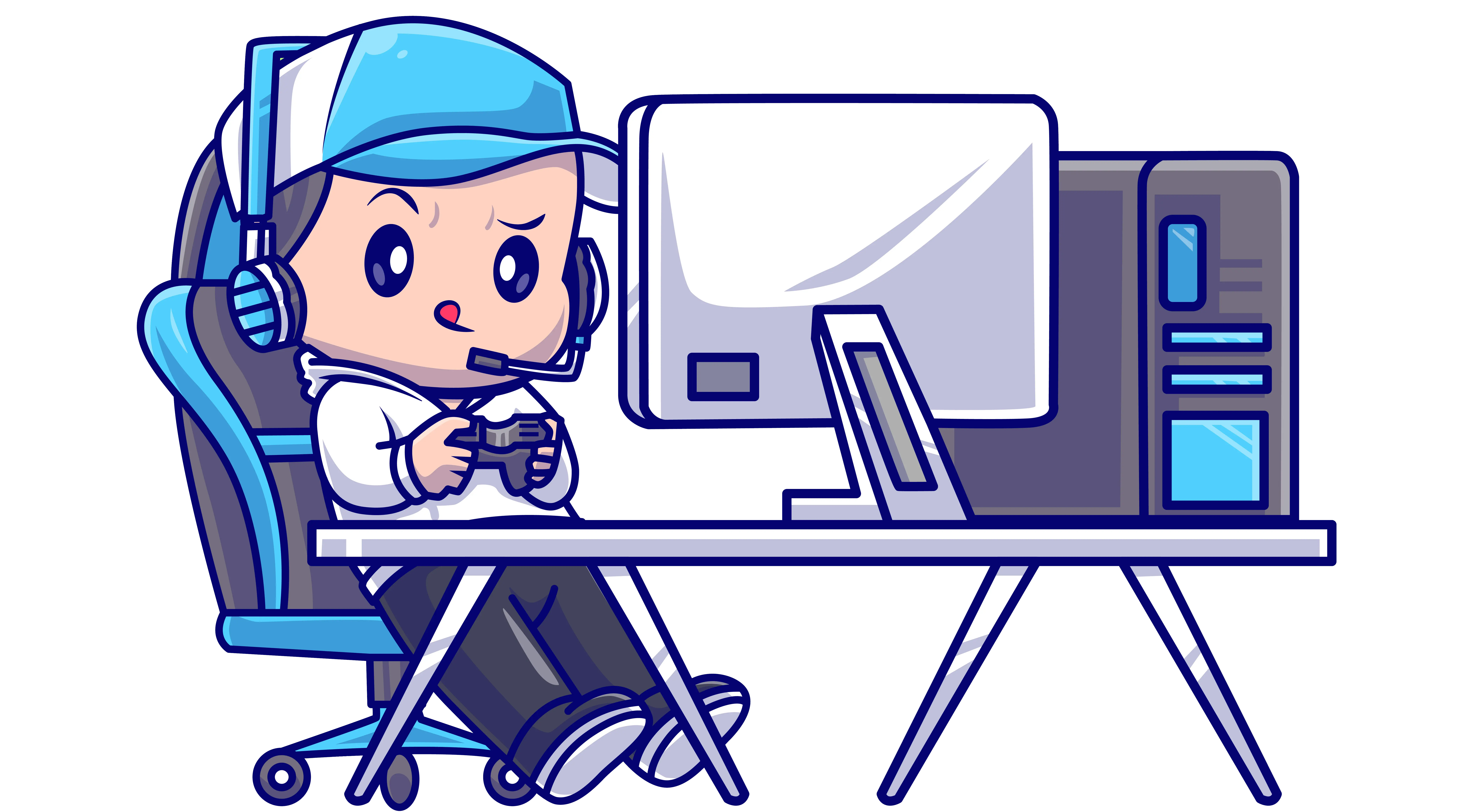 ilustracao menino jogando video game no computador
